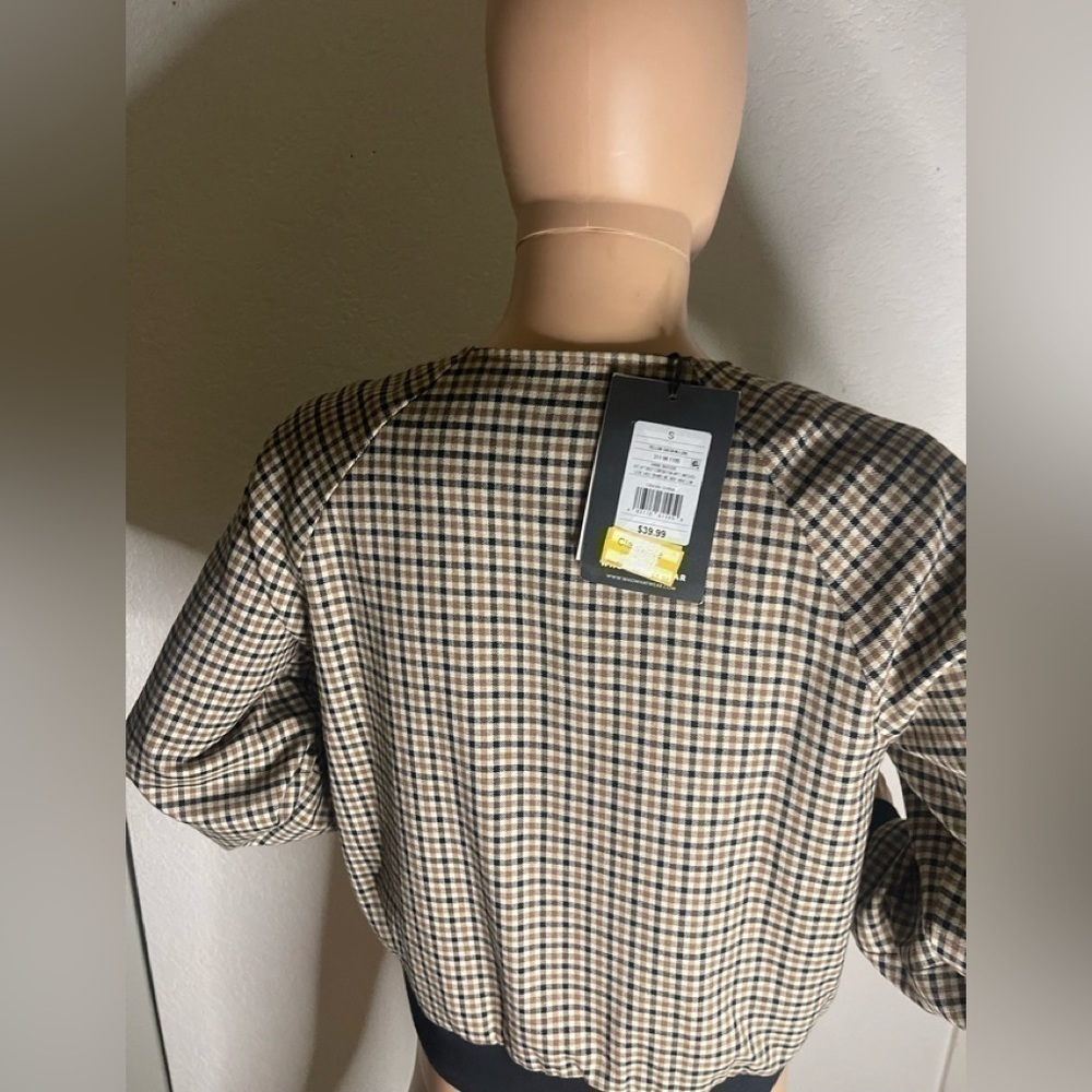 🧡 Who What Wear Plaid Bomber Jacket NWT Small Zip Front - Picture 6 of 6